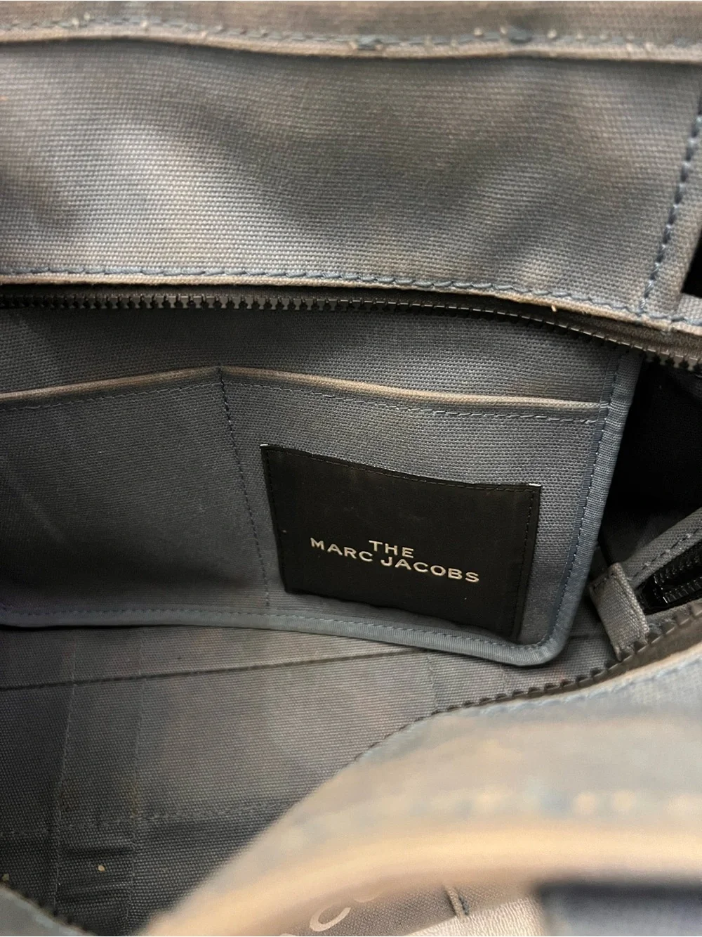 Marc Jacobs Blue Denim Canvas Tote with Black Strap